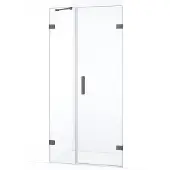 Maxaro Diamond Douchedeur | 85 cm Zwart metaal Helder glas Draaideur