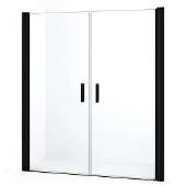 Maxaro Diamond Douchedeur | 140 cm Mat zwart Helder glas Pendeldeur