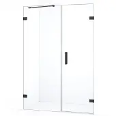 Maxaro Diamond Douchedeur | 135 cm Zwart chroom Helder glas Draaideur