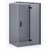 Maxaro Diamond Douchecabine | 110x110 cm Mat zwart Rookglas Draaideur Halfvrijstaande vierkant