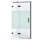 Maxaro Diamond Douchedeur | 100 cm Mat zwart Helder met matte strook Draaideur