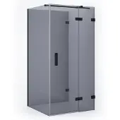 Maxaro Diamond Douchecabine | 90x90 cm Mat zwart Rookglas Draaideur Halfvrijstaande vierkant