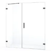 Maxaro Diamond Douchedeur | 165 cm Zwart metaal Helder glas Draaideur