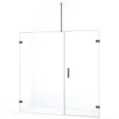 Maxaro Diamond Douchedeur | 185 cm Zwart metaal Helder glas Draaideur