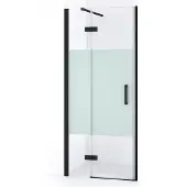 Maxaro Diamond Douchedeur | 80 cm Mat zwart Helder met matte strook Draaideur