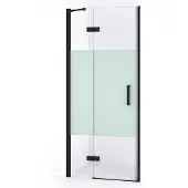 Maxaro Diamond Douchedeur | 80 cm Mat zwart Helder met matte strook Draaideur