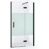 Maxaro Diamond Douchedeur | 90 cm Mat zwart Helder met matte strook Draaideur