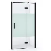 Maxaro Diamond Douchedeur | 90 cm Mat zwart Helder met matte strook Draaideur