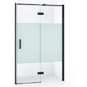 Maxaro Diamond Douchedeur | 110 cm Mat zwart Helder met matte strook Draaideur