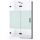 Maxaro Diamond Douchedeur | 110 cm Mat zwart Helder met matte strook Draaideur
