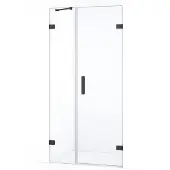 Maxaro Diamond Douchedeur | 95 cm Zwart chroom Helder glas Draaideur
