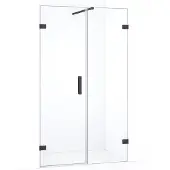 Maxaro Diamond Douchedeur | 115 cm Zwart chroom Helder glas Draaideur