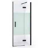 Maxaro Diamond Douchedeur | 80 cm Mat zwart Helder met matte strook Draaideur