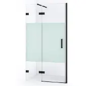 Maxaro Diamond Douchedeur | 90 cm Mat zwart Helder met matte strook Draaideur