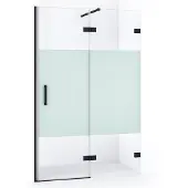 Maxaro Diamond Douchedeur | 120 cm Mat zwart Helder met matte strook Draaideur