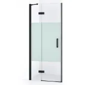 Maxaro Diamond Douchedeur | 80 cm Mat zwart Helder met matte strook Draaideur