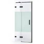 Maxaro Diamond Douchedeur | 80 cm Mat zwart Helder met matte strook Draaideur