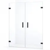 Maxaro Diamond Douchedeur | 155 cm Zwart chroom Helder glas Draaideur