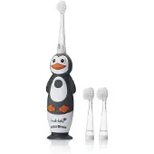 Brush-Baby Elektrisch Oplaadbare Kindertandenborstel Wildones Percy de Penguin 0-10 Jaar 3 opzetborstels 2 poetsstanden Timer&Pulse Disco licht Zuignapvoet