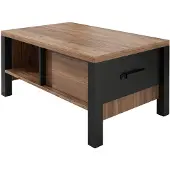Meubella Salontafel Olivia - Zwart - Eiken - 90 cm