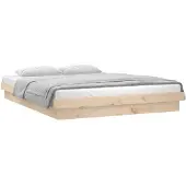 vidaXL Massief houten bed met LED-verlichting, 160x200 cm