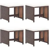 vidaXL Tuinkrukken 4 st met kussens poly rattan bruin