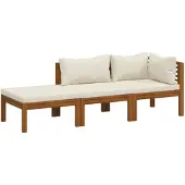 vidaXL 3-delige Loungeset met crèmekleurige kussens massief acaciahout