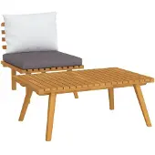 vidaXL 2-delige Loungeset met kussens massief acaciahout