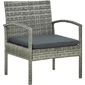 vidaXL Tuinstoel met kussen poly rattan grijs