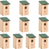 vidaXL Vogelhuisjes 10 st 12x12x22 cm massief vurenhout