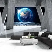 Karo-art 245cm X 175cm - Zelfklevend fotobehang - Uitzicht van de maan , Premium Print