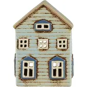 Ib Laursen - Keramieken Huisje - waxinelichthouder - lichtblauw - Thorshavn serie