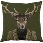 Newport gobelin kussen groen hert coltrui 45x45cm
