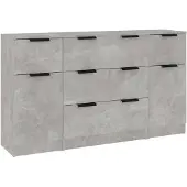 vidaXL 3-delige Dressoirset bewerkt hout betongrijs