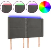 vidaXL Hoofdbord LED 147x16x118/128 cm fluweel donkergrijs
