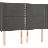 vidaXL Hoofdbord met randen 147x16x118/128 cm fluweel donkergrijs