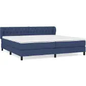 vidaXL Boxspring met matras stof blauw 200x200 cm