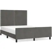 vidaXL Bedframe zonder matras 140x190 cm fluweel donkergrijs