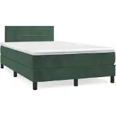 vidaXL Boxspring met matras fluweel donkergroen 120x200 cm