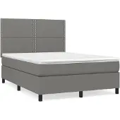 vidaXL Boxspring met matras stof donkergrijs 140x200 cm