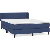 vidaXL Boxspring met matras stof blauw 140x200 cm