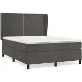 vidaXL Boxspring met matras fluweel donkergrijs 140x200 cm