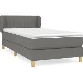 vidaXL Boxspring met matras stof donkergrijs 90x190 cm