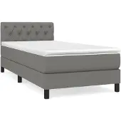 vidaXL Boxspring met matras stof donkergrijs 80x200 cm
