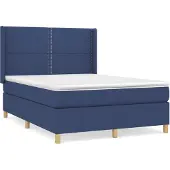 vidaXL Boxspring met matras stof blauw 140x190 cm