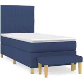 vidaXL Boxspring met matras stof blauw 100x200 cm