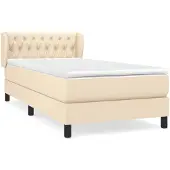 vidaXL Boxspring met matras stof crèmekleurig 90x200 cm