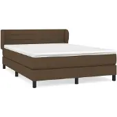 vidaXL Boxspring met matras stof donkerbruin 140x200 cm