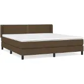 vidaXL Boxspring met matras stof donkerbruin 180x200 cm