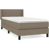 vidaXL Boxspring met matras stof taupe 90x200 cm